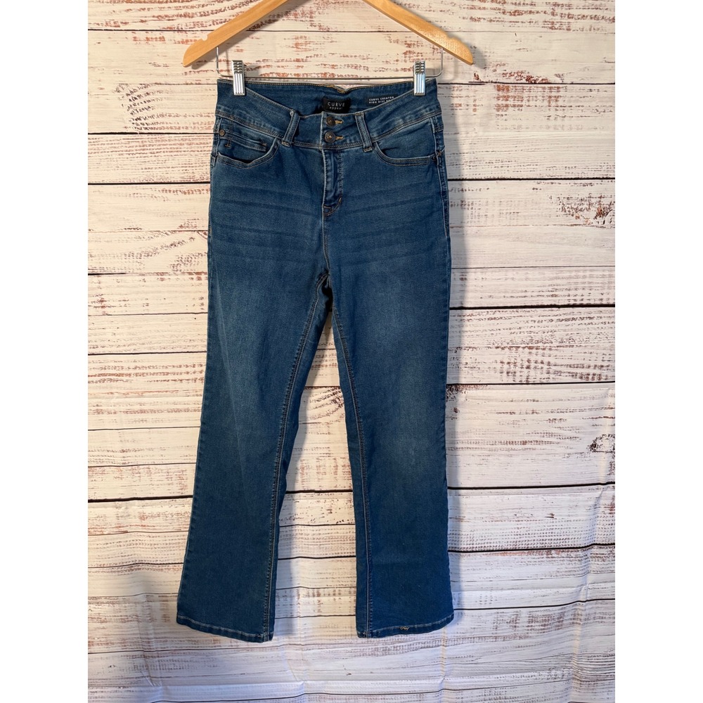 Curve Appeal Bootcut Jean Womens 8/29 Blue High Rise Curve Creator Stretch Denim